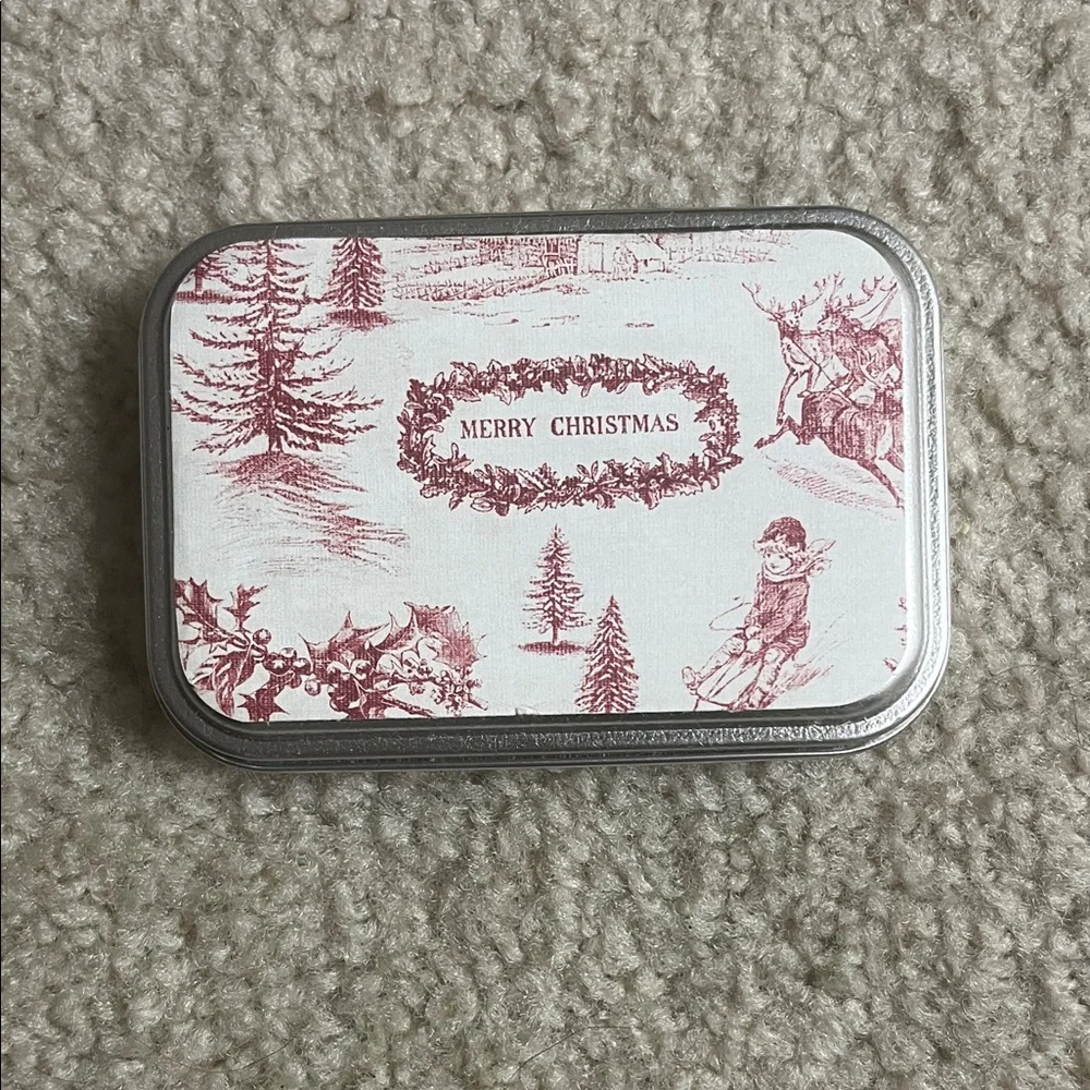 Merry Christmas Holiday Tin - Red and White